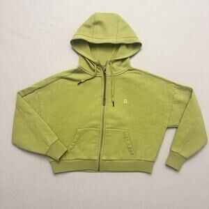 Sweaty Betty Hoodie Green Essentials Full Zip Oversized Cropped Sweatshirt M